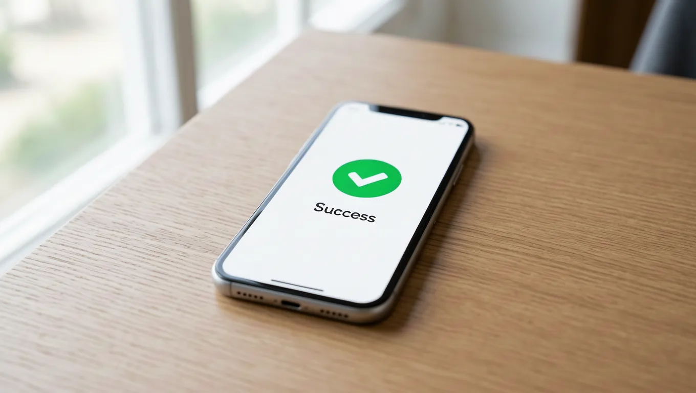 Smartphone showing a successful digital loan transaction