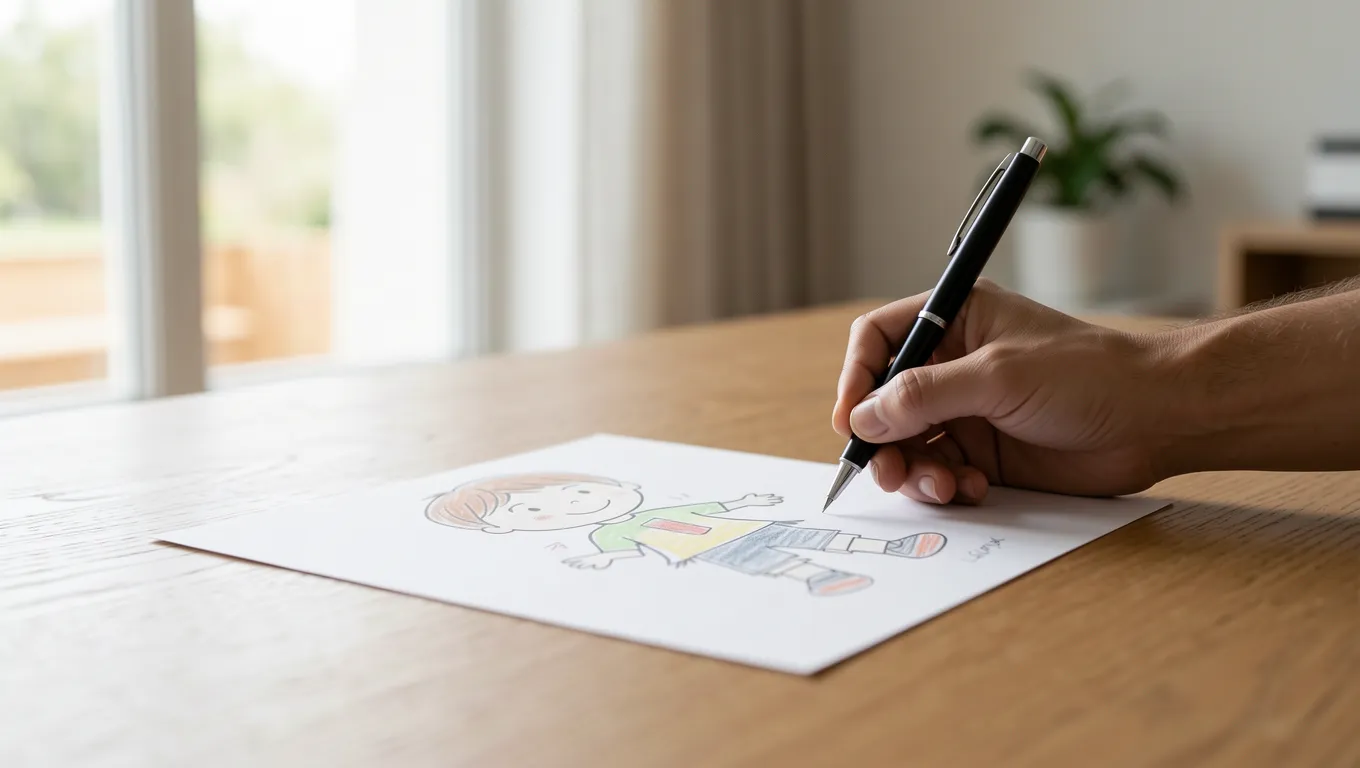 Close up of person signing financial documents in a home setting