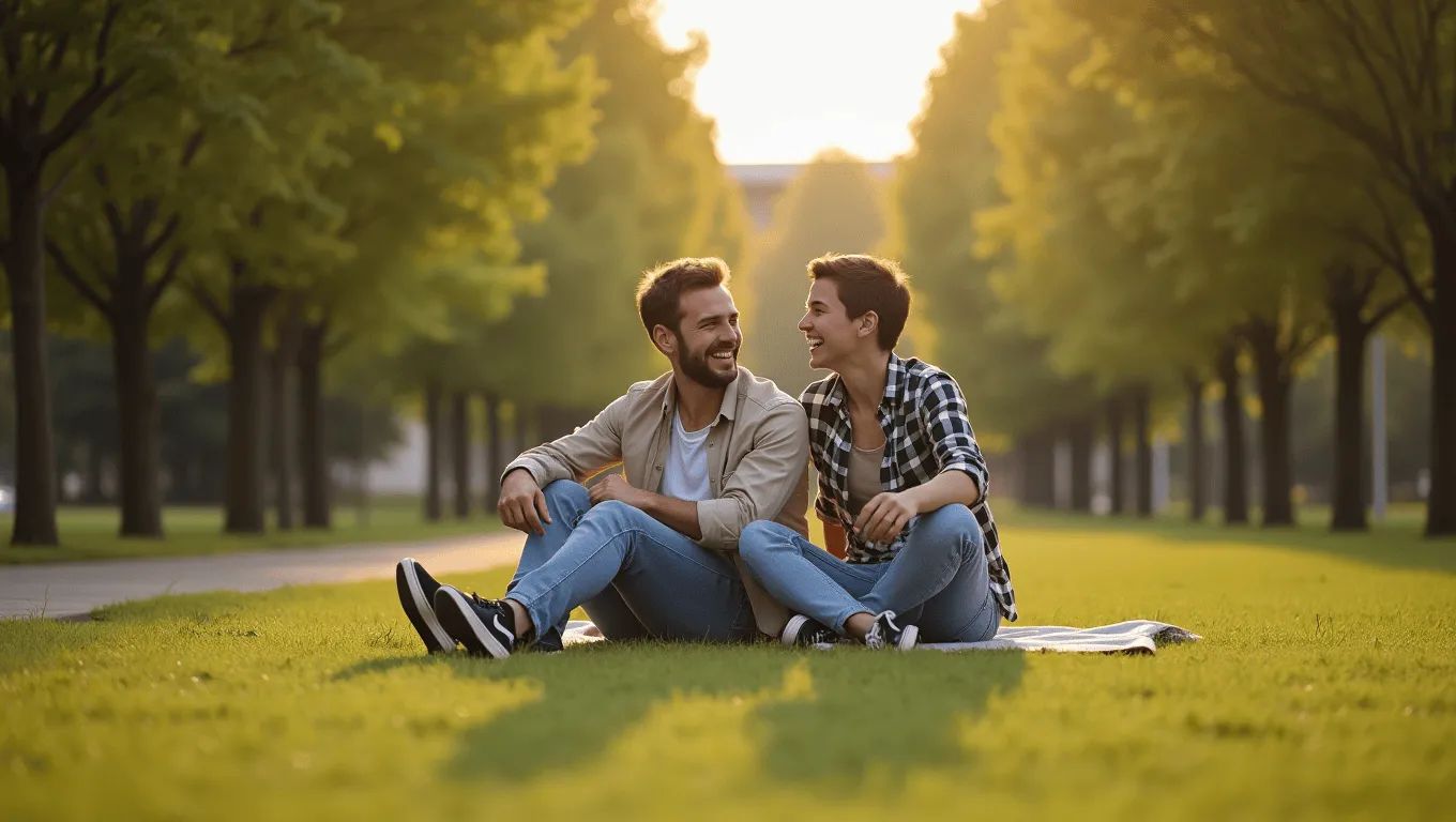 Couple reviewing 10 year personal loan documents.