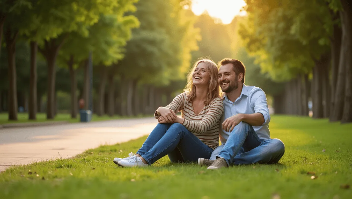 Couple reviewing 7 year personal loan approval paperwork.