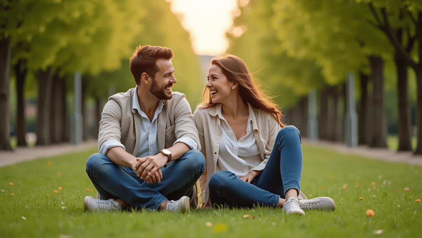 Couple reviewing good credit personal loans online.