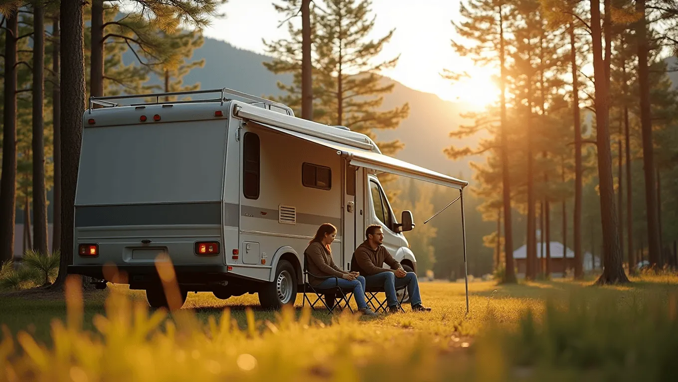 Couple reviewing RV loan approval with bad credit.